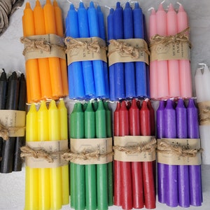 Set of 10 Candles 5&quot; chime unscented spell candles pack of colored candles