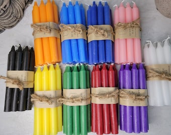 Set of 10 Candles 5&quot; chime unscented spell candles pack of colored candles