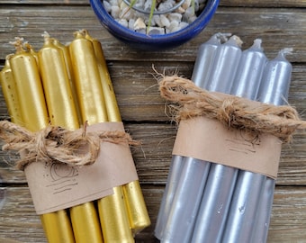 Gold, Silver, and Copper Pack of 10, Chime Candle Spell candles, Sun and moon Candles