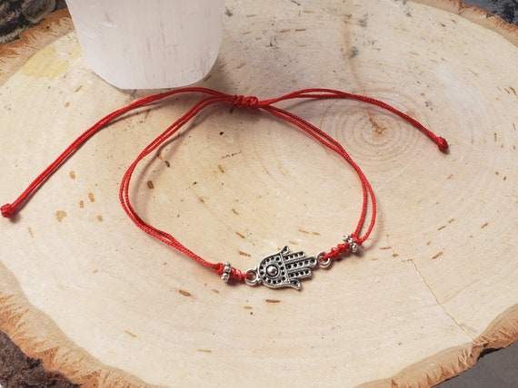 Red String of faith bracelet Hamsa hand Cord bracelet | Etsy