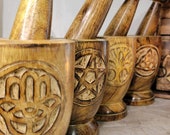 Witch 39 s Wooden Mortar Pestle Triquetra, Mortar Tree of Life, Pentacle