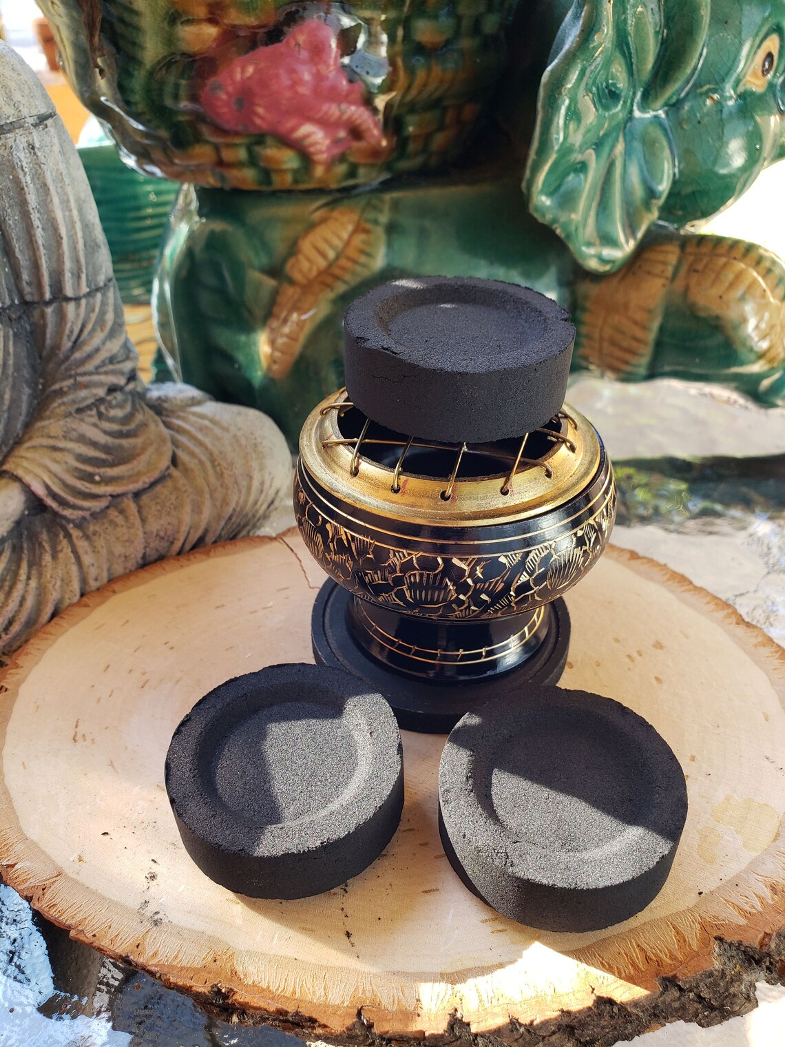 Small Decorated Brass Charcoal Screen Incense Burner w/ 3 Etsy