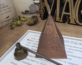 Copper Pyramid Candle Gift Set with Snuffer, Color Guide, Witchy Altar Decor