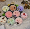 Crystal Intention Soy Candle – Hand Poured | Dried Flowers and Crystals | Meditation & Ritual Candle | 2oz Mini Gift