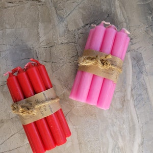 Set of 10 mini 4 chime unscented / spell candles / chime candles Red