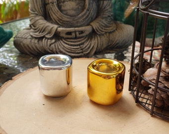 Handmade Ceramic Chime Candle Holder - Gold  Silver color , candle holder