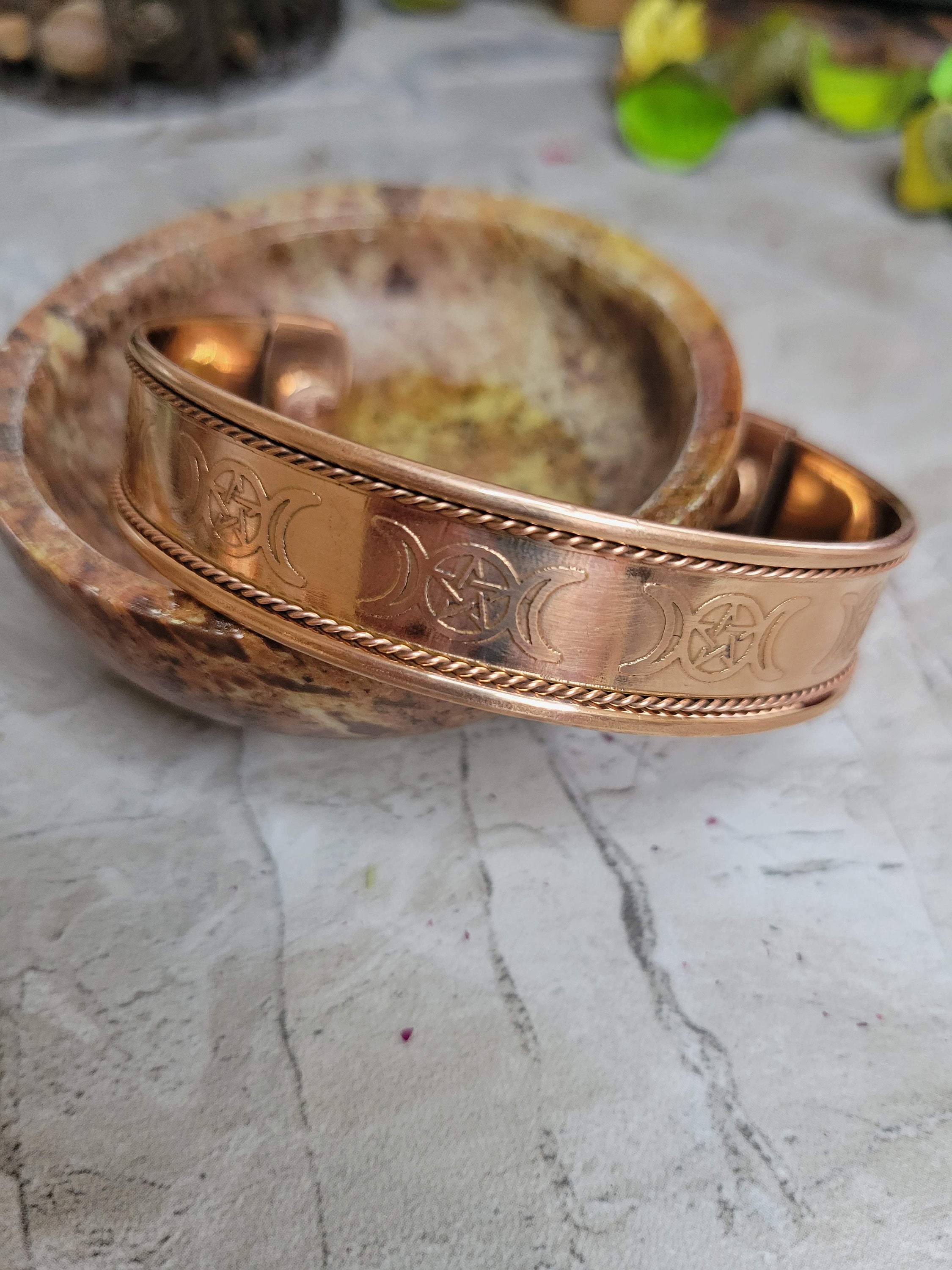 Magnetic Copper Bracelet Vintage Wear tree of Life triple Moon