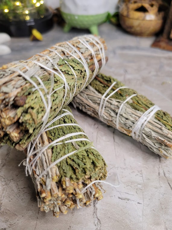 Blue Sage & Cedar Smudge Bundle | Dried Botanical Bundle | Natural Home Decor | Craft Supply
