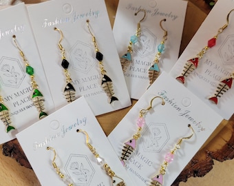 Fish Earrings Dangle Colored Charms Sea Jewelry Handmade Nature-Inspired Ocean Accessories