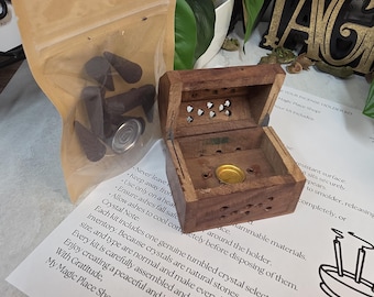 Wooden Incense Cone Burner Box Gift Set, Incense Kit with Scent Choice, Decorative Incense Holder, Meditation Gift, Home Fragrance
