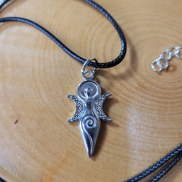 Moon Goddess Pendant with cord, Triple Goddess Pendant, Moon Pendant