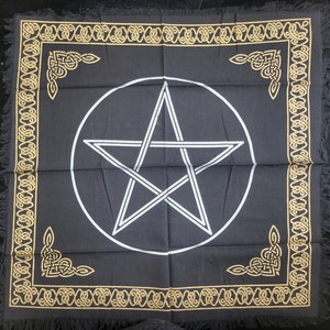 Pentagram Table Cloth 36x36 Black Altar Cloth for Witch Altar Wiccan Decor Witchcraft Supplies Mystic Ritual Accessory