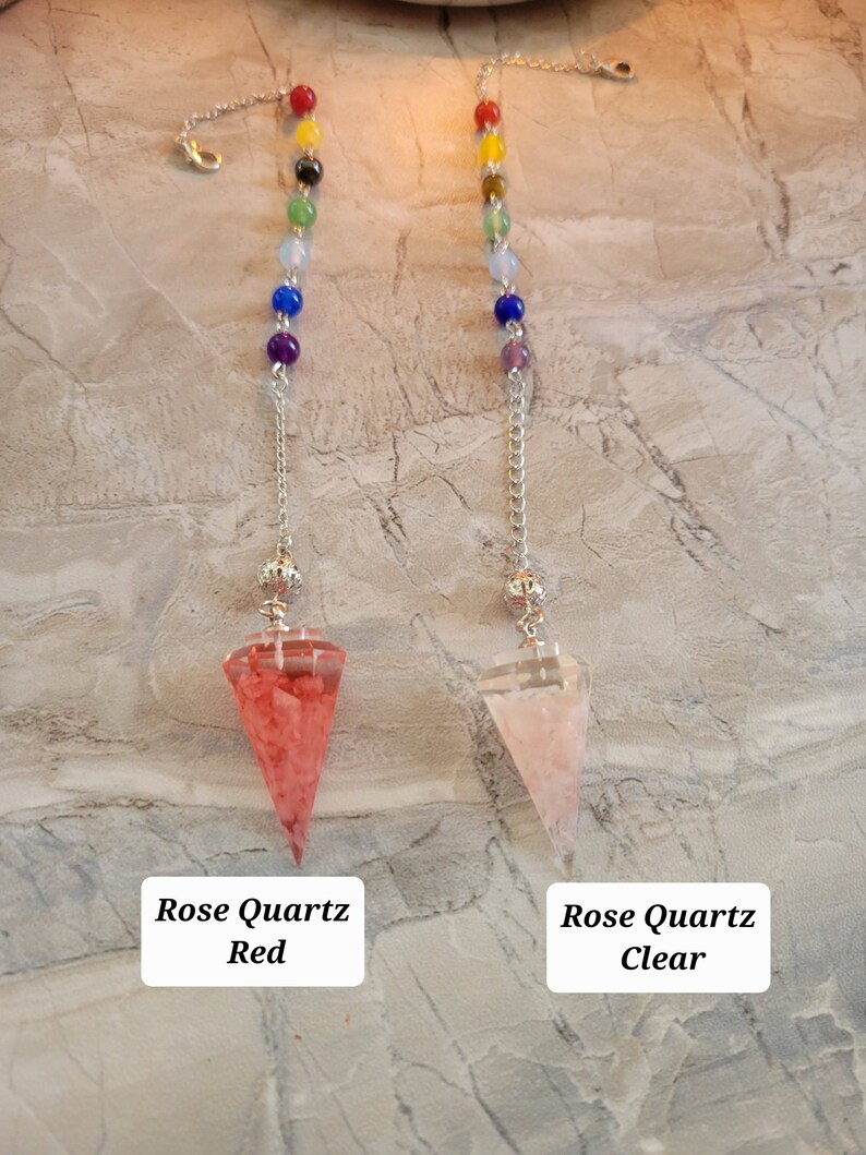 Resin Dowsing Pendulum: Chakra Jewelry with Natural Gemstone Chips image 3