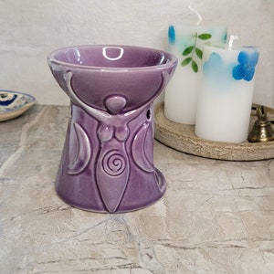 Goddess oil burner , wax warmer, metaphysical decor, handmade ceramic