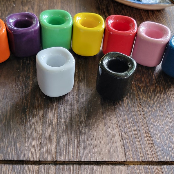 Handmade ceramic different  color chime holders, candle holders