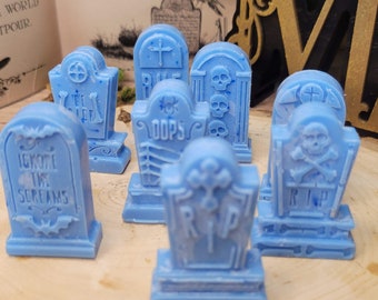 Pastillas de cera aromáticas con forma de lápida, hechas a mano, con aroma a cementerio y bruja.