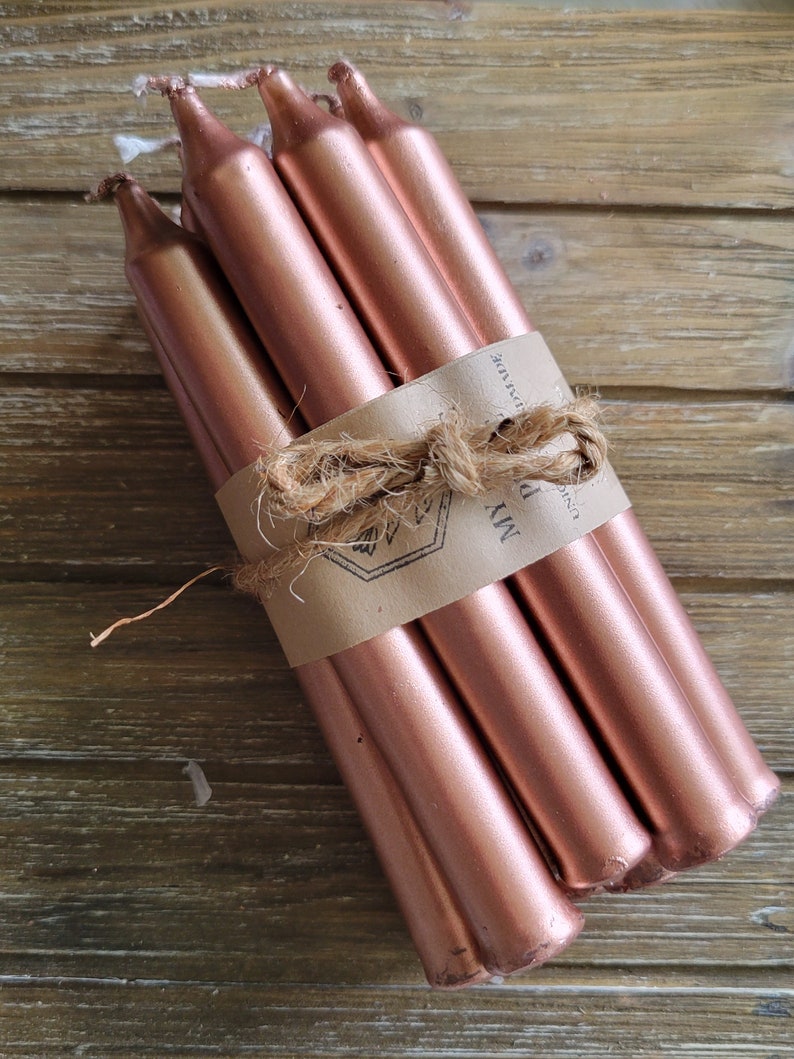 Pack of 10 , gold , silver or copper color pack of candles, Spell Candles Copper