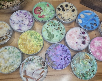 Soy Candles Infused with Crystals and Herbs Scented Organic Soy Candles Gift for Homemade Meditation Manifestation Candle