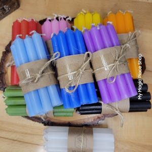 Set of 10 Mini Color Chime Candles - Assorted Vibrant Shades, Set of 10 color mini Candles Spell Candles Blessings Candle  Gift Candles