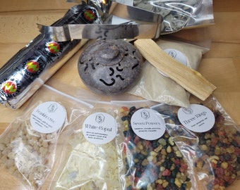 Resin Burner, Starter Kit, Charcoal Burner, Loose Incense Kit, Incense, Altar Incense, Altar Tool