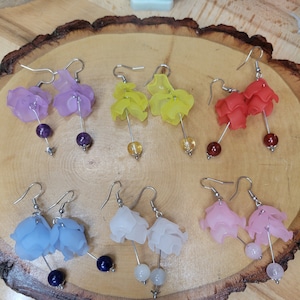 Flower Petals Earrings Gemstone Dangle Earrings Petals Earrings Gift Crystal Dangle Cute Flower Earrings
