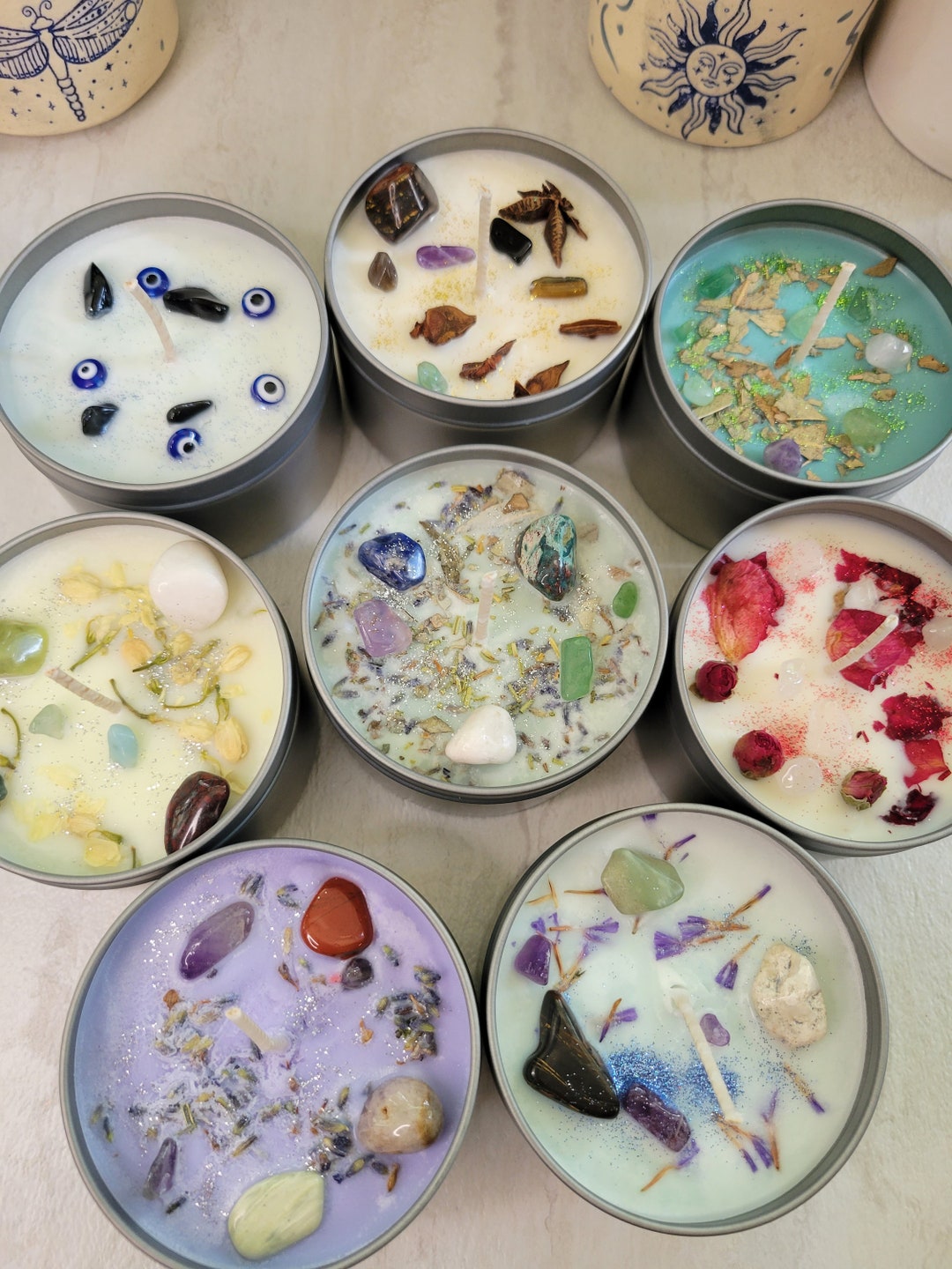 Soy Candles Crystal Chips Candles 8oz Housewarming Candle Hand Poured