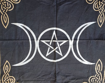 Altar Cloth Triple Moon Pentagram for Witch altar Wiccan Decor Witchcraft Supplies
