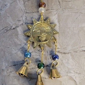 Brass Wind Chime Sun with bells  / Witch Bells / Protection Bells/ Altar Decoration /Home Decoration