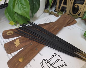 Wooden Incense Holder Kit, Yin Yang Elephant Sun Designs, Ash Catcher Burner