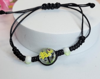 Enchanted Tree of Life & Butterflies Cord Bracelet-Nature Inspired Jewelry- Growth