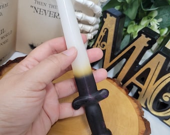 Sword Candle Black and White – Unique Wax Decor for Medieval Style Parties & Gift