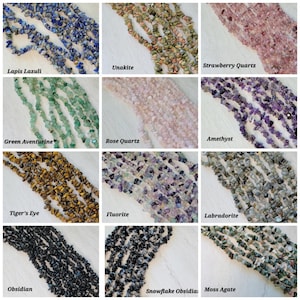 Crystal Chips strings, Natural gemstone chip beads assorted stone 32" strand crystal chip necklace jewelry making