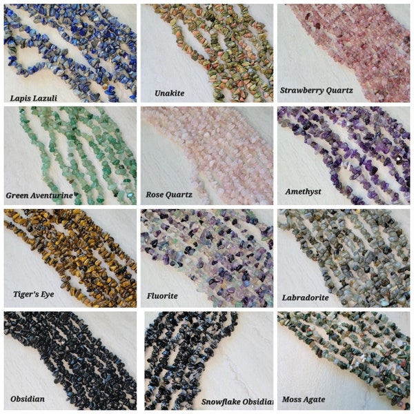 Crystal Chips strings, Natural gemstone chip beads assorted stone 32" strand crystal chip necklace jewelry making