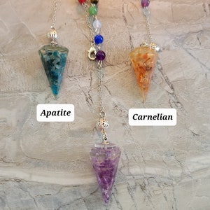 Resin Dowsing Pendulum: Chakra Jewelry with Natural Gemstone Chips image 4