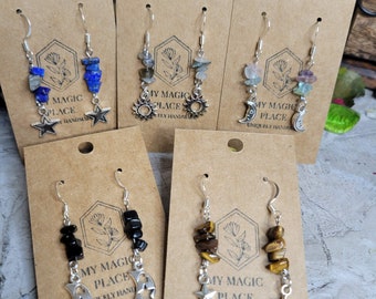 Crystal Drop Earrings: Stacked Stone Charm, Witch Jewelry
