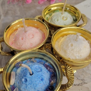 Full Moon Cauldron Candle: Brass Antique Design, Soy Wax