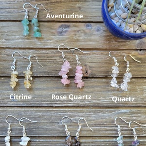 Crystal Earrings ,Stacked Stone Drop Earrings | Bohemian Style Dangle Earrings ,Gemstone Jewelry Gift for her