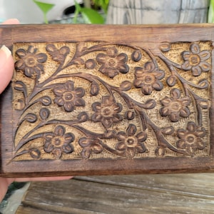 Wood box, tarot box, runes, crystals, witch altar, flower box