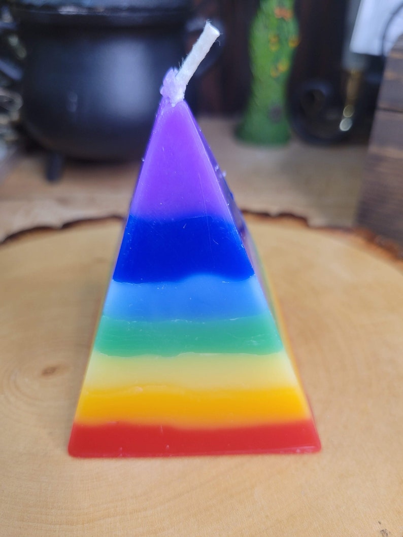 Seven Chakras Pyramid, Colored Candle, Spell Candle, Seven Chakra Candle, Ritual Candle image 1