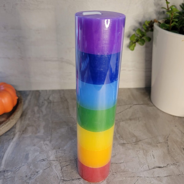 Seven Chakras Layered Candle Chakra Meditation candles Unscented Chakra Candles 7 " Tall Candles