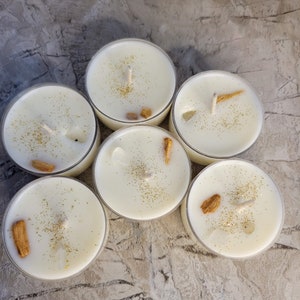 Soy Wax Tealight Candles Crystal Candles Hand poured Candles Crystal intention 6 pack candles with Herbs Scented Candles Palo Santo