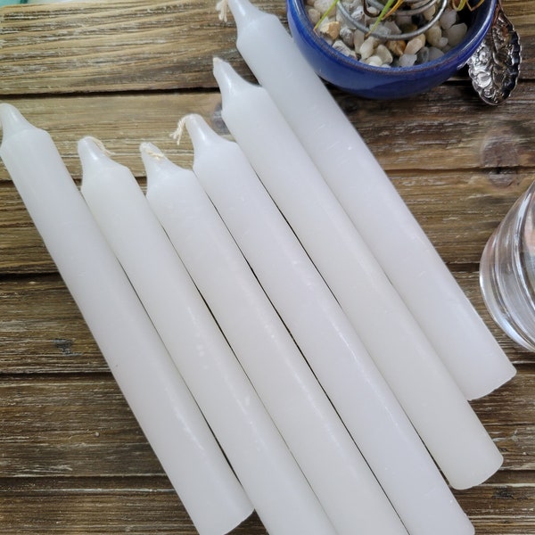 6-Inch Spell Candle Dinner Candle Six Inch White Candles Pack of 6 Candles Tall Candles