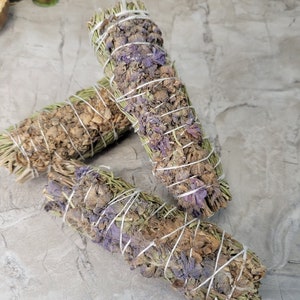 Lavender & Rosemary Smoke Cleansing Wand Smudge Stick Handmade Smudge Sticks Lavender Bundle