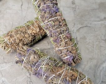 Handmade Lavender & Rosemary Smudge Stick: Smoke Cleansing Wand