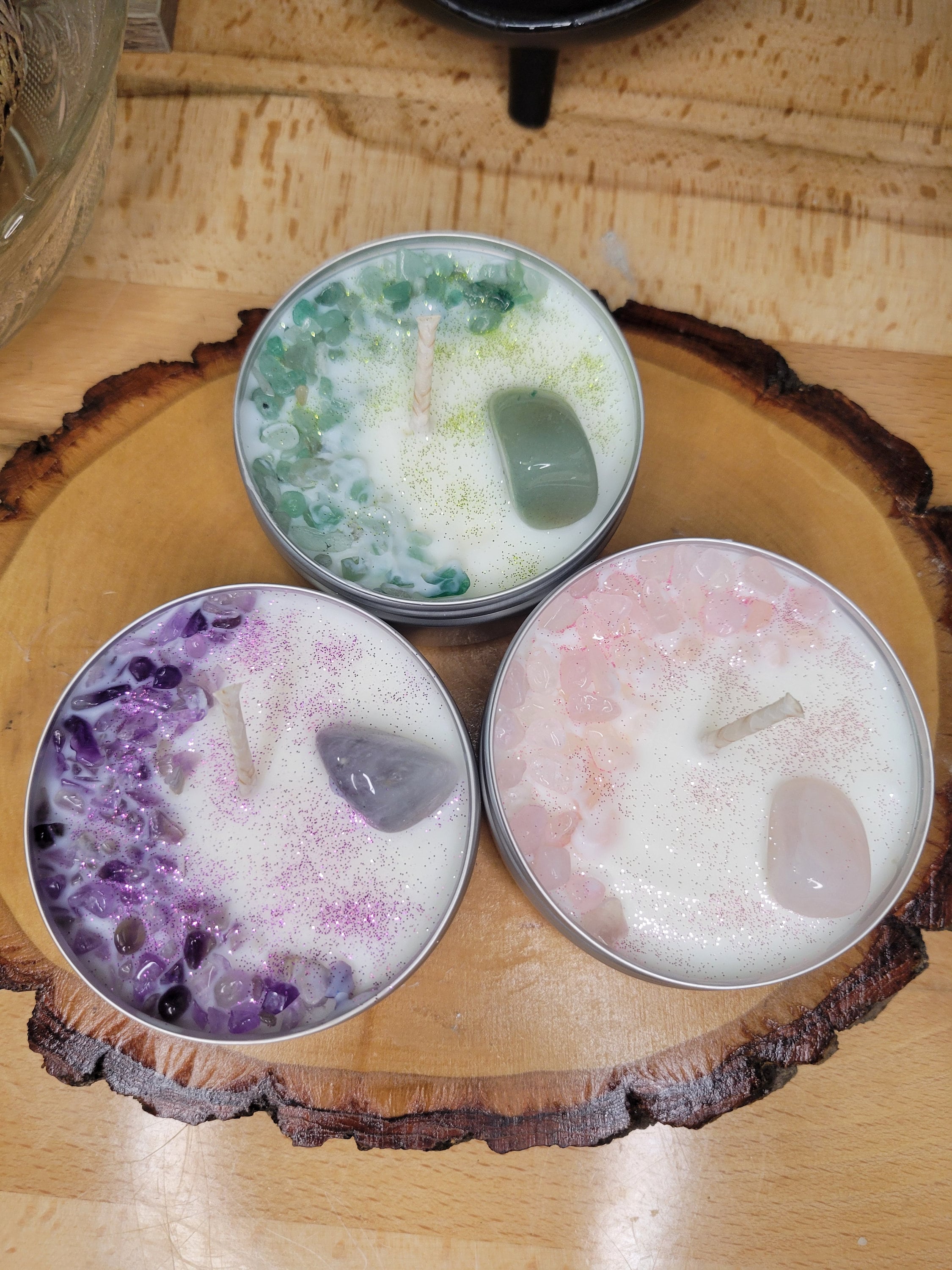 Crystal Candle: Homemade Soy Candle, Spiritual Gift for Meditation