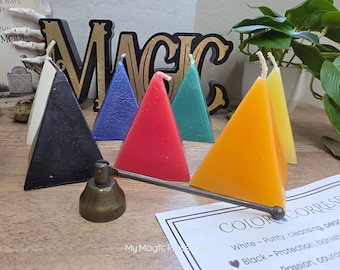 Pyramid Candle with Color Correspondence Guide, Choose Your Color, Geometric Candle, Altar Decor, Witchy Gift, Gothic Home Decor