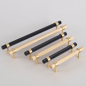 Texture Matte Black and Gold Cabinet Furniture Handle Heavy Duty Honed Knobs