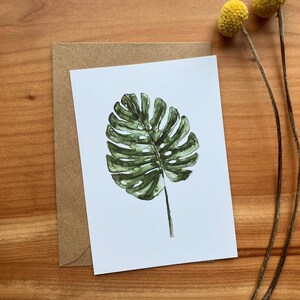 Ilustração da planta do cartão postal "Monstera Deliciosa" | Pintura em aquarela | Impressão de belas artes | A6
