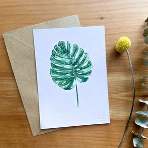 Ilustração da planta de "Monstera rosa" do cartão postal | Pintura em aquarela | Impressão de belas artes | A6