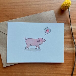 Carte postale « Piggy » illustration | Peinture à l’aquarelle | Tirage d’art | R6
